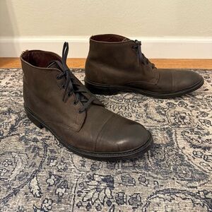 ALLEN EDMONDS Men’s 14 Patton Cap-Toe Boots Dainite Rubber Gray Leather